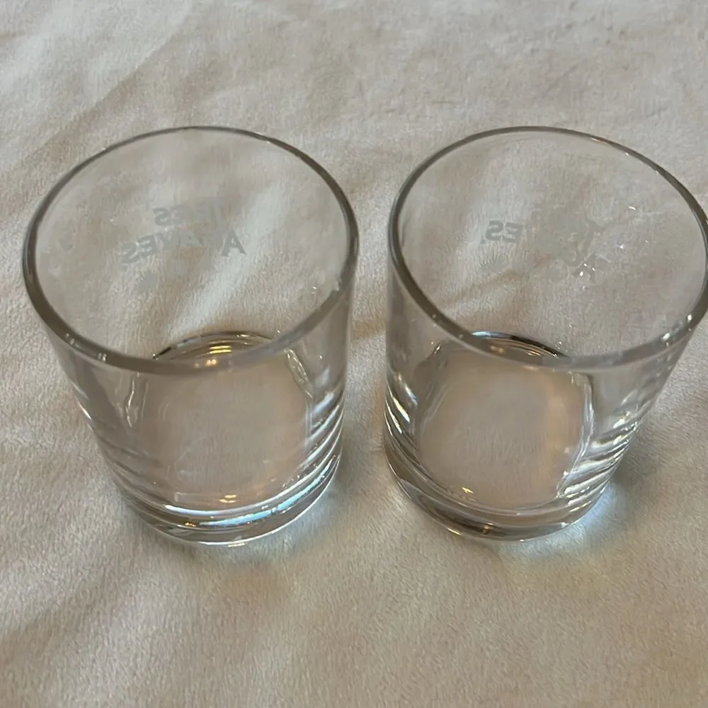 Tres Agaves Tequila Glasses 8 Oz Rocks Tumblers Clear White Lettering Set Of 2
